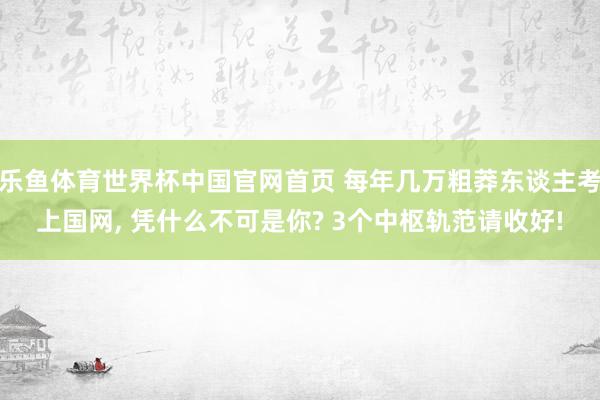 乐鱼体育世界杯中国官网首页 每年几万粗莽东谈主考上国网, 凭什么不可是你? 3个中枢轨范请收好!