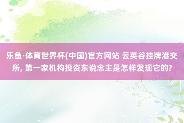 乐鱼·体育世界杯(中国)官方网站 云英谷挂牌港交所, 第一家机构投资东说念主是怎样发现它的?