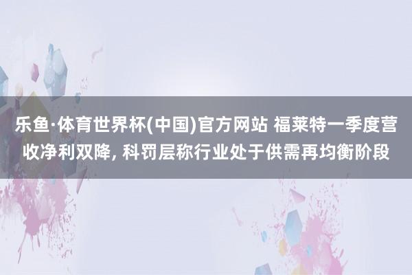 乐鱼·体育世界杯(中国)官方网站 福莱特一季度营收净利双降, 科罚层称行业处于供需再均衡阶段