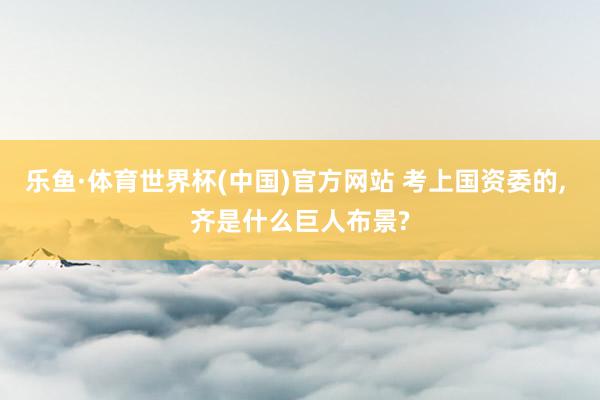 乐鱼·体育世界杯(中国)官方网站 考上国资委的, 齐是什么巨人布景?