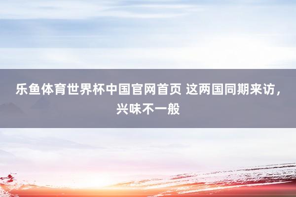 乐鱼体育世界杯中国官网首页 这两国同期来访，兴味不一般