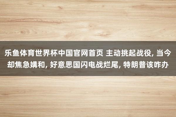 乐鱼体育世界杯中国官网首页 主动挑起战役, 当今却焦急媾和, 好意思国闪电战烂尾, 特朗普该咋办