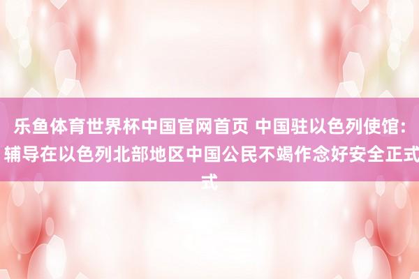 乐鱼体育世界杯中国官网首页 中国驻以色列使馆: 辅导在以色列北部地区中国公民不竭作念好安全正式