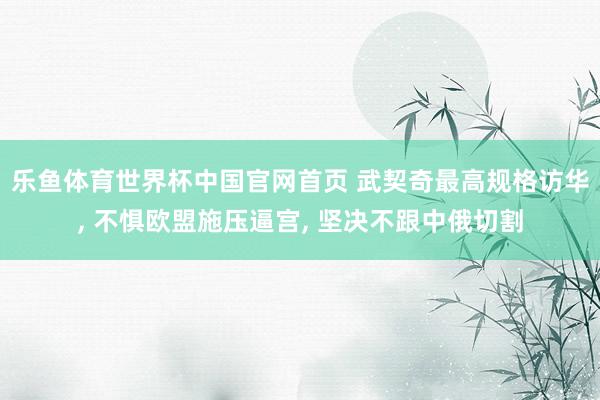 乐鱼体育世界杯中国官网首页 武契奇最高规格访华, 不惧欧盟施压逼宫, 坚决不跟中俄切割