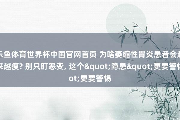 乐鱼体育世界杯中国官网首页 为啥萎缩性胃炎患者会越来越瘦? 别只盯恶变, 这个"隐患"更要警惕