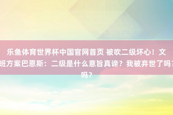 乐鱼体育世界杯中国官网首页 被吹二级坏心！文班方案巴恩斯：二级是什么意旨真谛？我被弃世了吗？