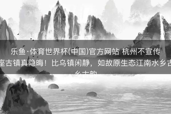 乐鱼·体育世界杯(中国)官方网站 杭州不宣传这座古镇真隐晦!比乌镇闲静,如故原生态江南水乡古韵
